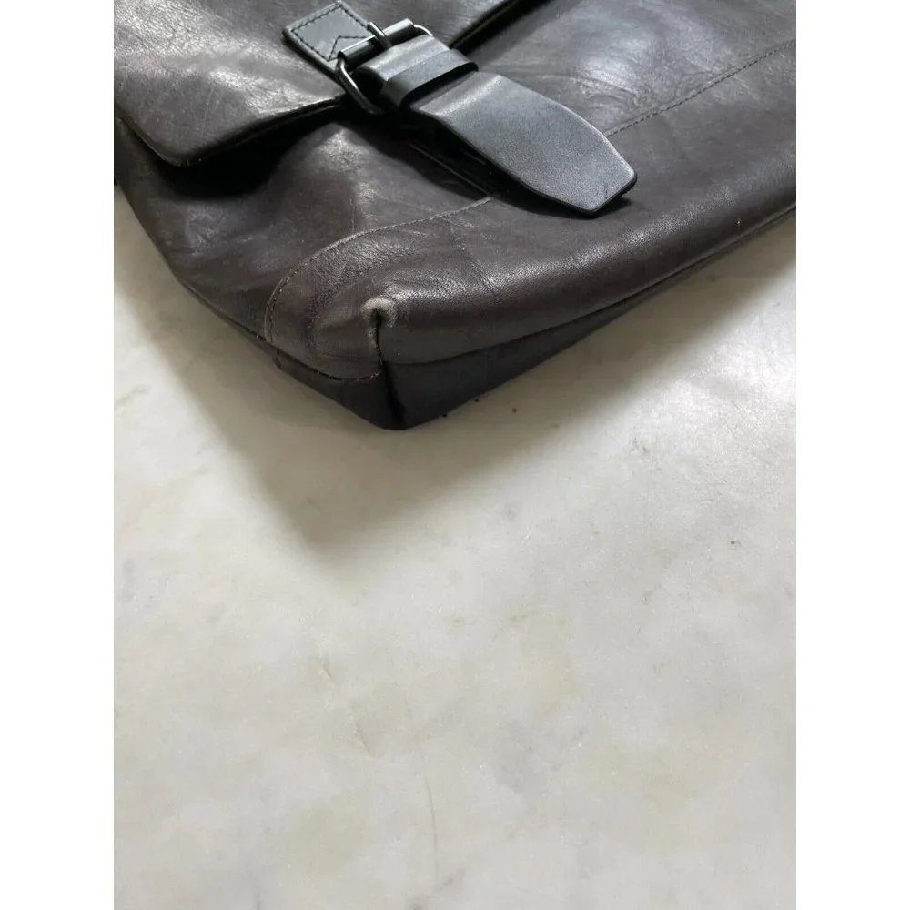 Kenneth Cole Dark Brown Leather Laptop Bag Satchel Briefcase